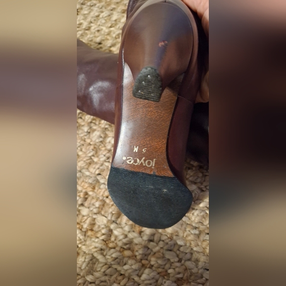 Joyce Vintage Womens brown Leather Tall Heeled Bucaneer Boots Vtg 80s size 5m 73 - Picture 3 of 6